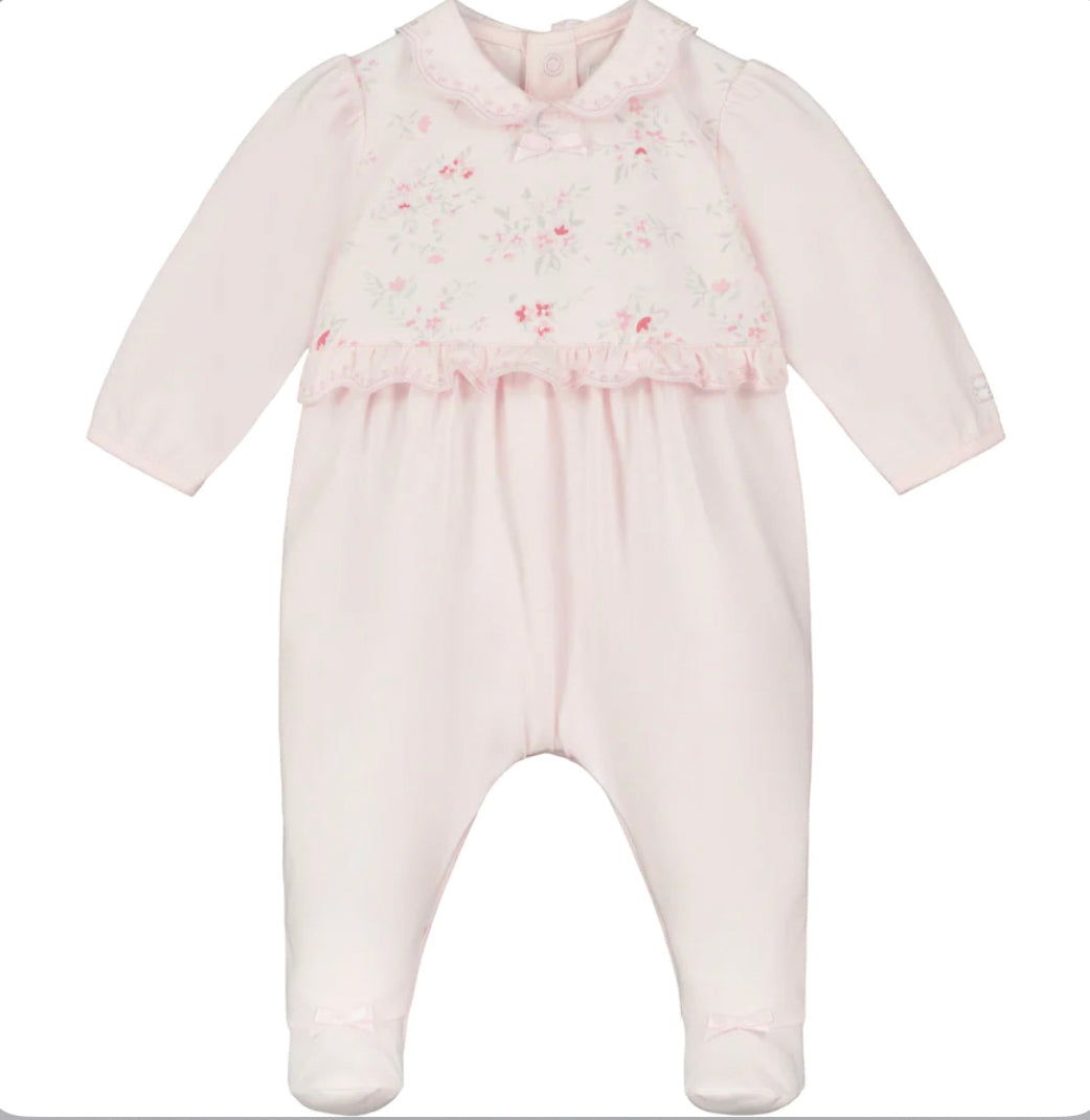 Emile et Rose Fleur Baby Girl Pink Cotton Floral Babygrow