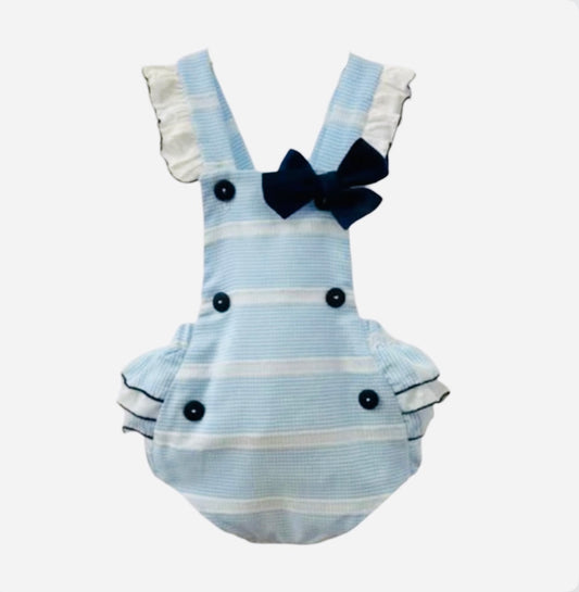 Cuka Baby Girl Blue Gingham Cotton Romper