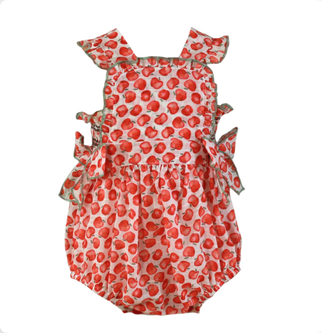Miranda Baby Girl Red & White Smocked Romper