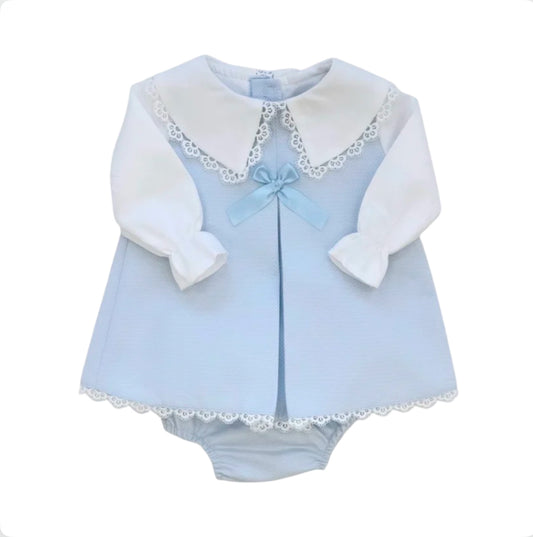 Lor Miral Girls Blue Cotton Dress