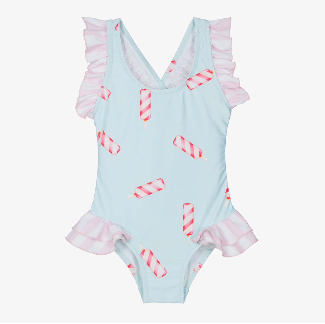 Phi Clothing Girls Blue & Pink Ice Lolly Swimsuit