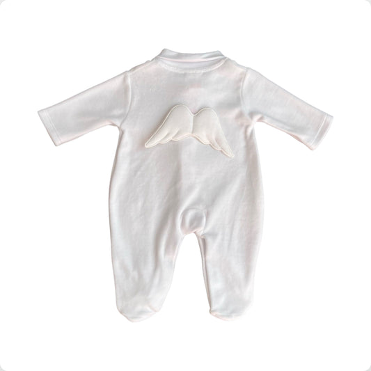 Unisex Baby White Cotton Angel Wing Babygrow