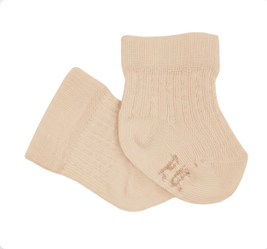 Pretty Originals Boys Beige Ribbed Ankle Socks