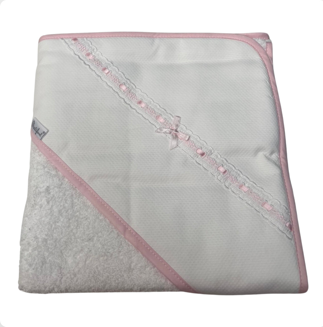 Baby Hooded Cotton Towel White/Pink/Blue