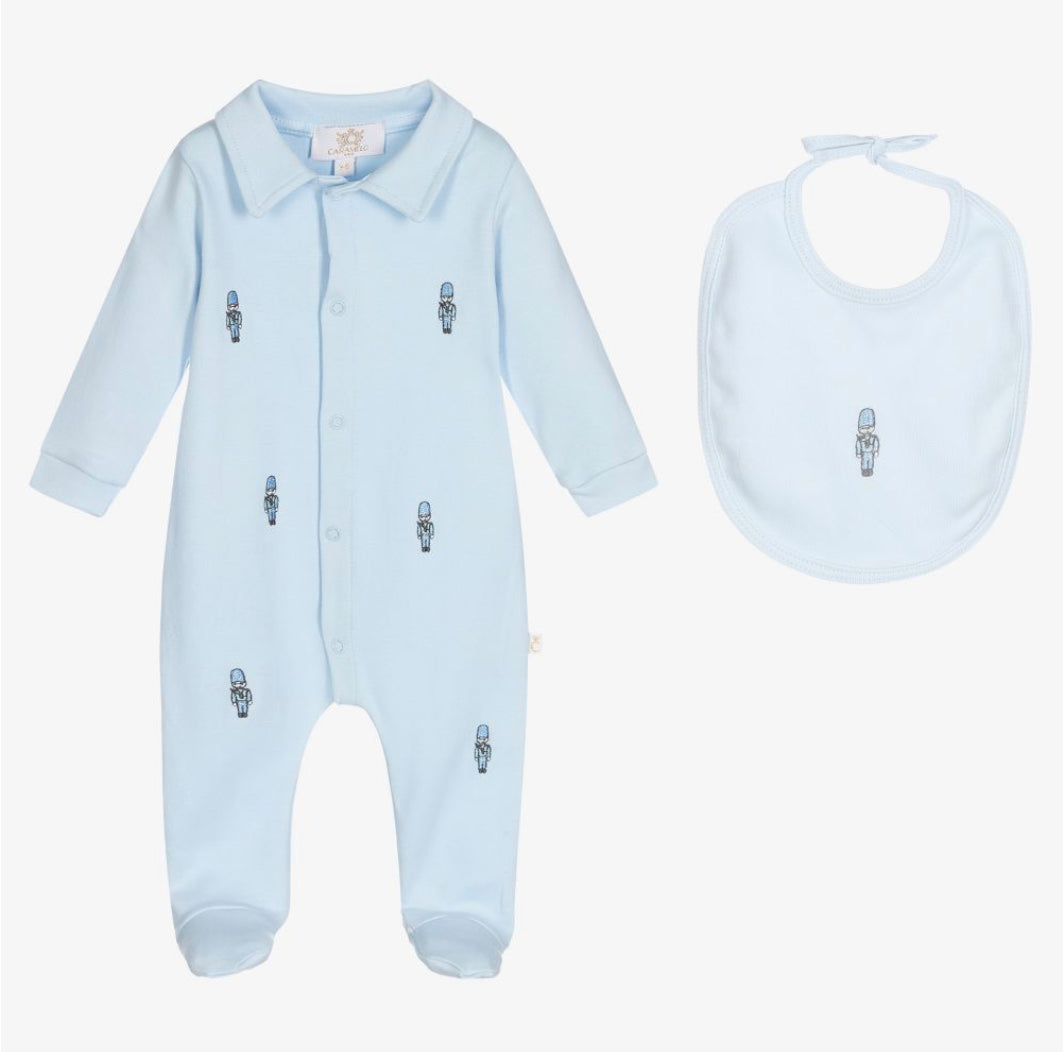 Caramelo Kids Baby Boy Blue Babygrow & Bib Set