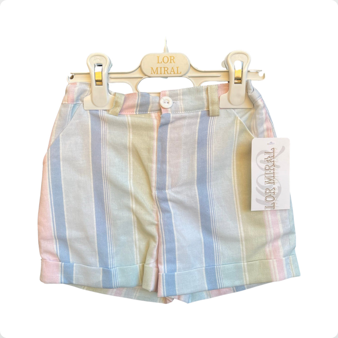 Lor Miral Boys Stripe Linen Shorts