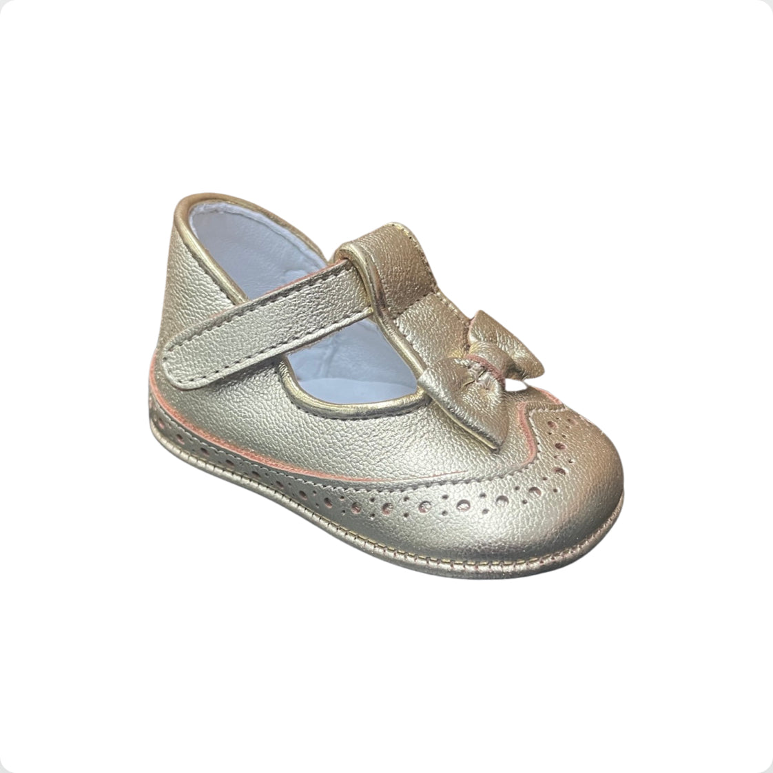 Pretty Originals Baby Girl Gold Leather Pram Shoes