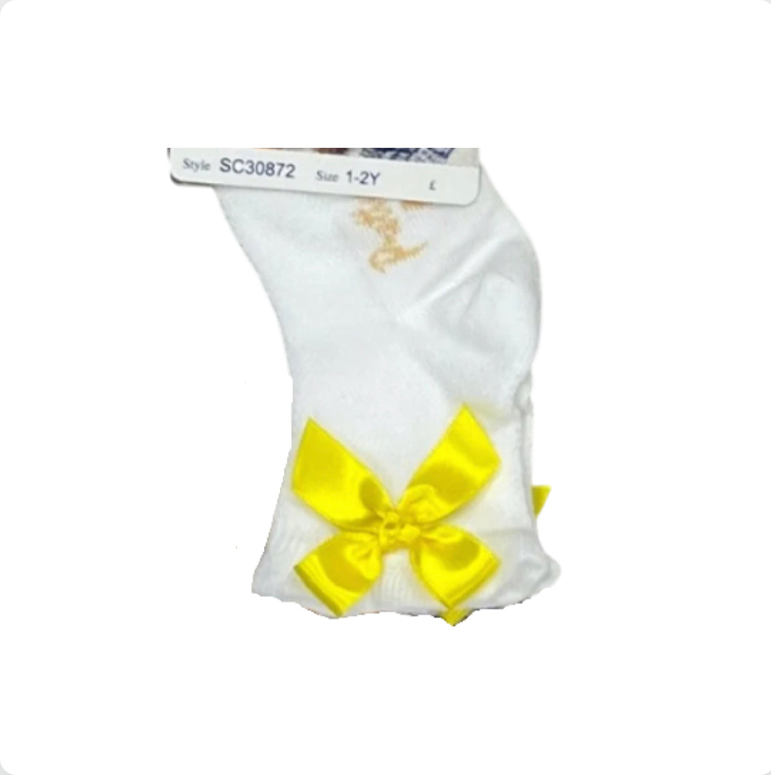 Pretty Originals Girls White with Yellow Bow Ankle Socks