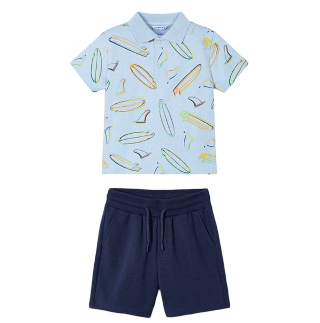 Mayoral Boys Blue Polo Shirt & Shorts Set