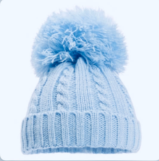 Softtouch Baby Blue Pom Pom Hat