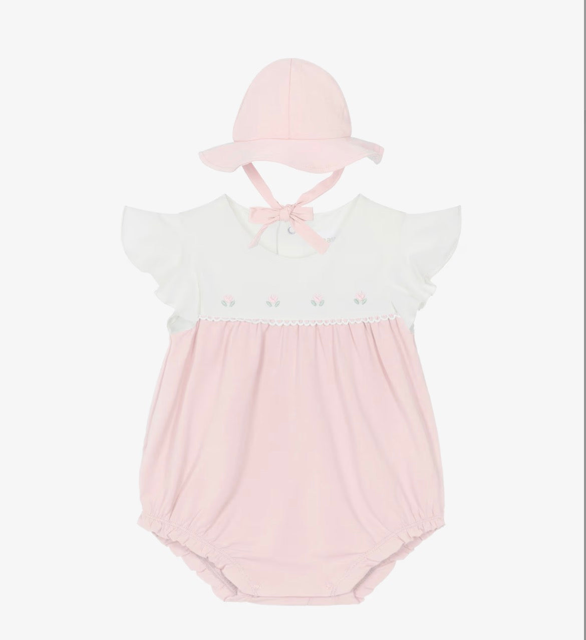 Mayoral Baby Girl Pink Cotton Romper & Hat Set