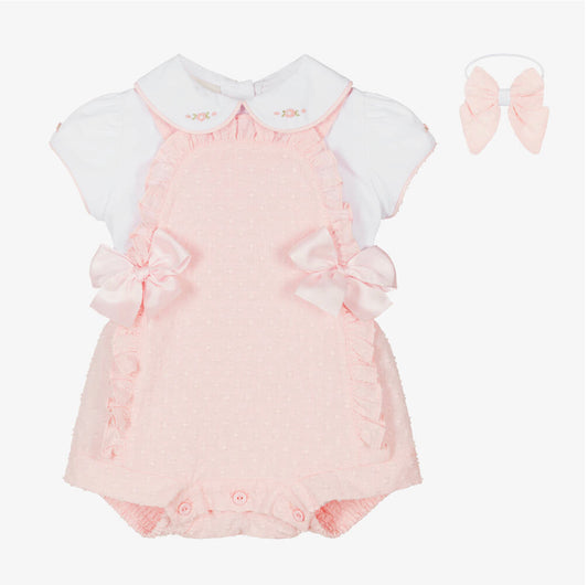 Pretty Originals Baby Girl Pink Romper Set