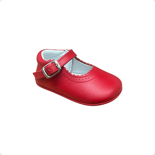 Pretty Originals Baby Girl Red Leather Pram Shoes