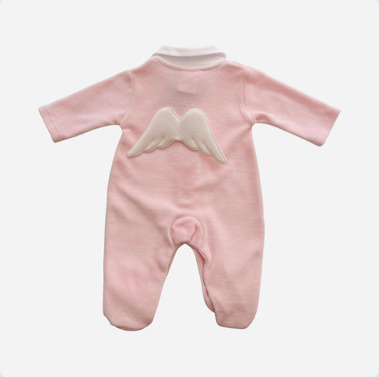 Baby Girl Pink Cotton Angel Wing Babygrow