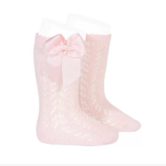 Meia Pata Girls Pink Perle Kneehigh Socks with Bow