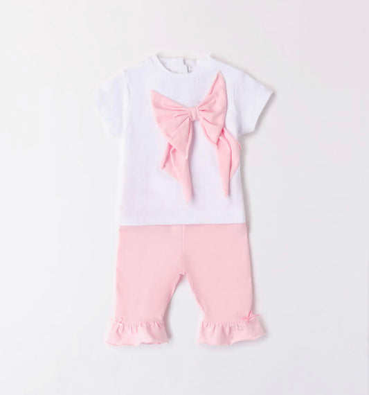 Minibanda Baby Girl Pink & Ivory Legging Set