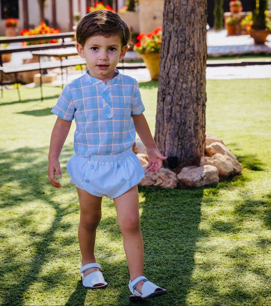 Rochy Baby Boy Blue & White Checked Shorts Set