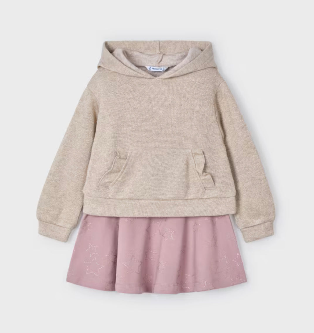 Mayoral Girls Pink & Beige Skirt Set