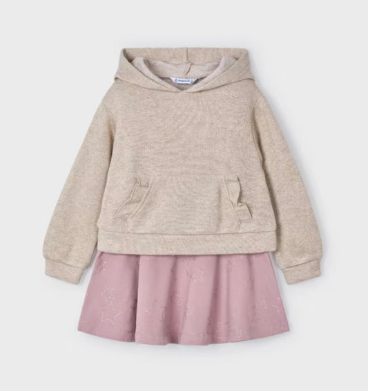 Mayoral Girls Pink & Beige Skirt Set