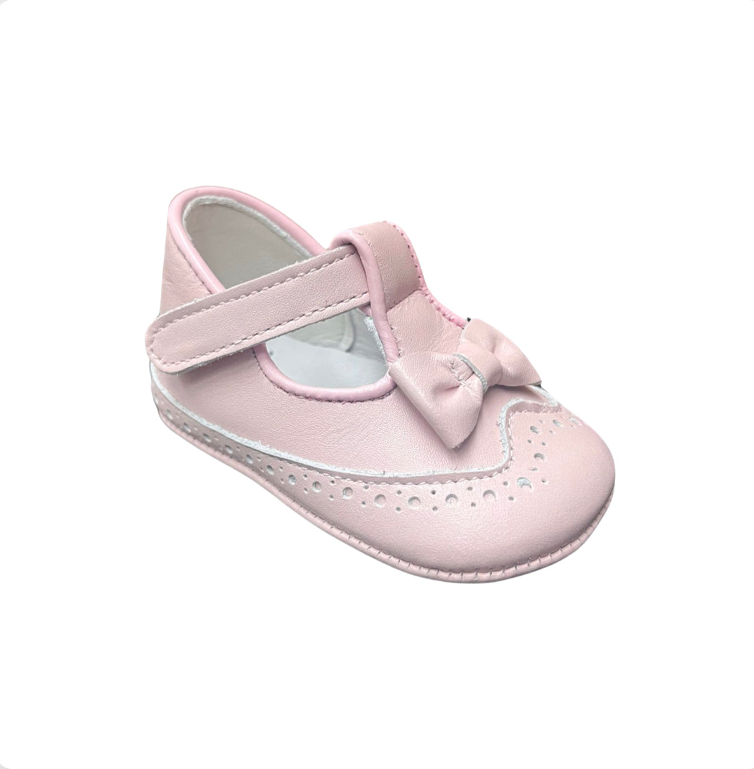 Pretty Originals Baby Girl Pink Leather Pram Shoes