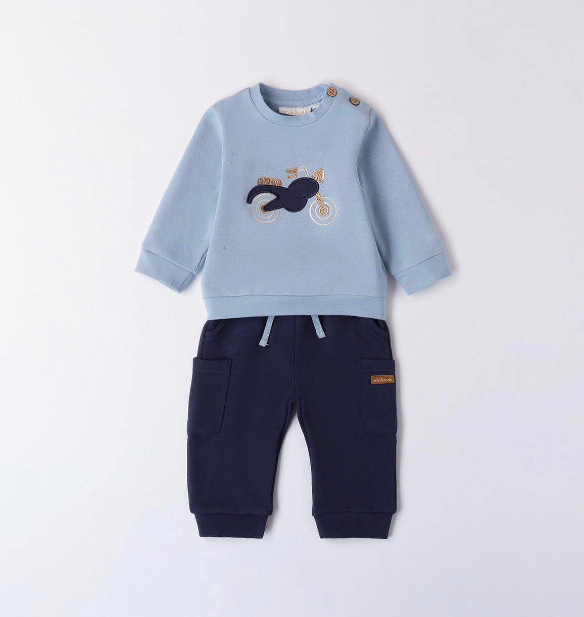 Minibanda Baby Boy Blue Motorbike Motif Tracksuit