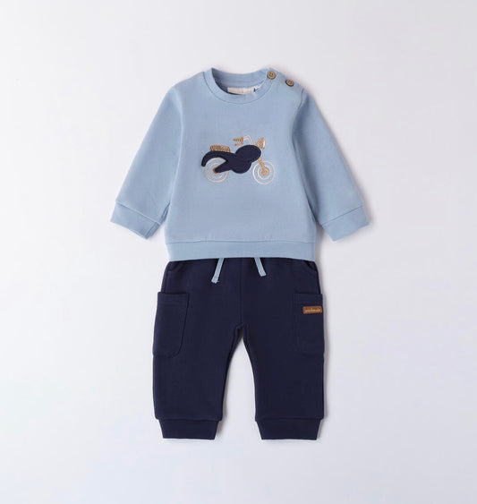 Minibanda Baby Boy Blue Motorbike Motif Tracksuit