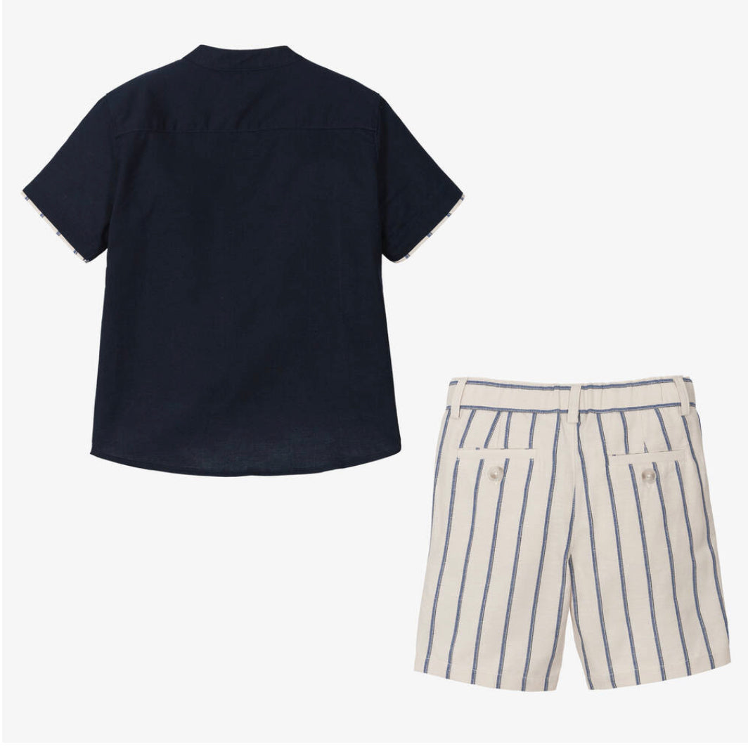 Mayoral Boys Blue Linen & Cotton Shorts Set