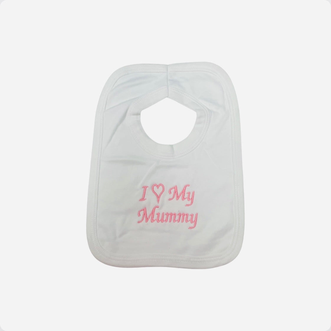 I Love My Mummy Pink & White Cotton Baby Bib