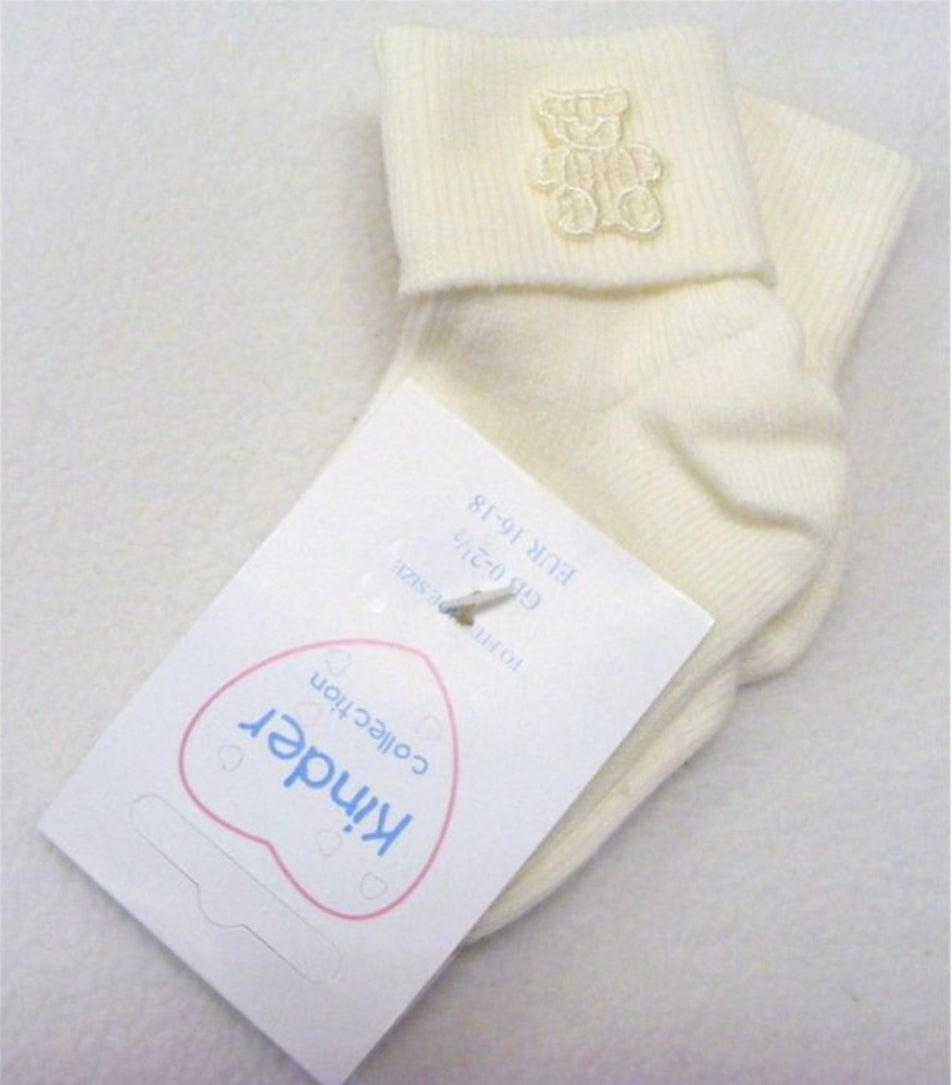 Baby Cream Teddy Ankle Socks