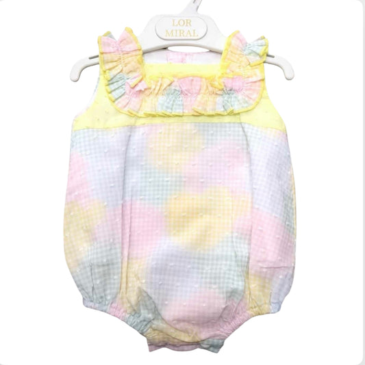 Miral Baby Girl Yellow & Pink Cotton Romper