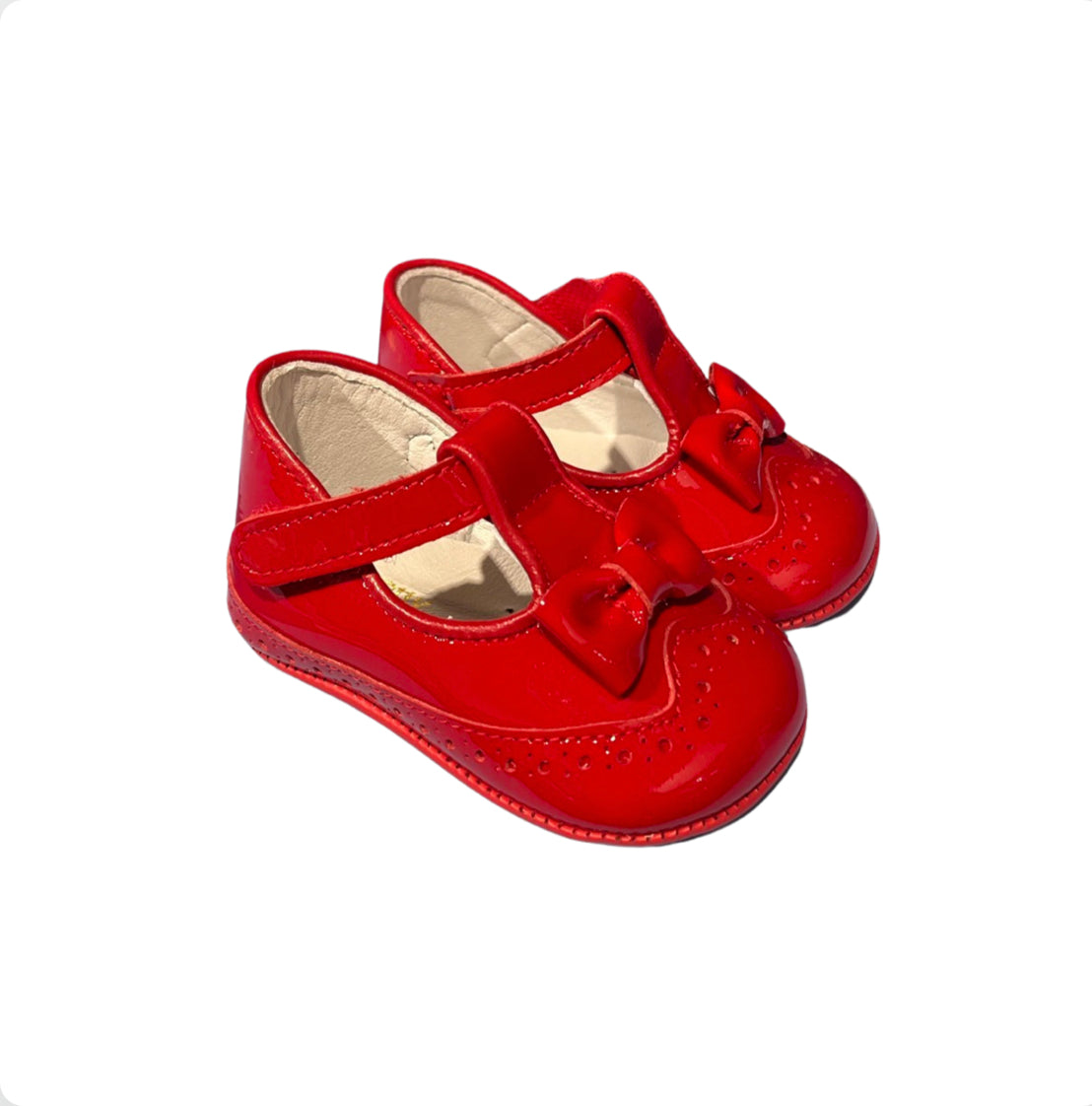 Pretty Originals Baby Girl Red Leather Pram Shoes