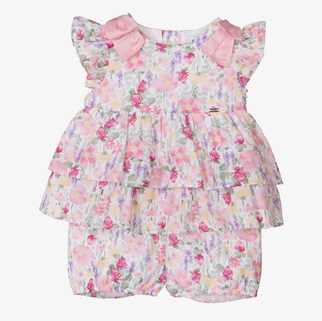 Mayoral Girls Floral Print Shorts Set