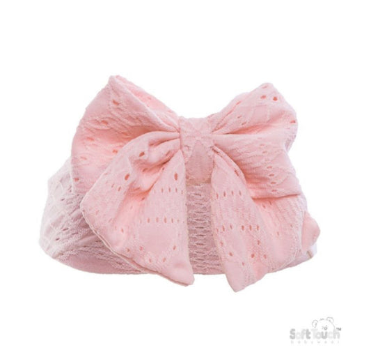 Baby Girl Pink Anglaise Bow Headband