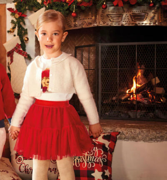 Sarabanda Girls Red & Ivory Tutu Skirt Set