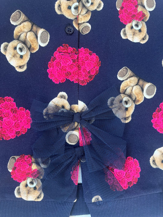 Sarabanda Girls Navy & Pink Teddy Print Tracksuit