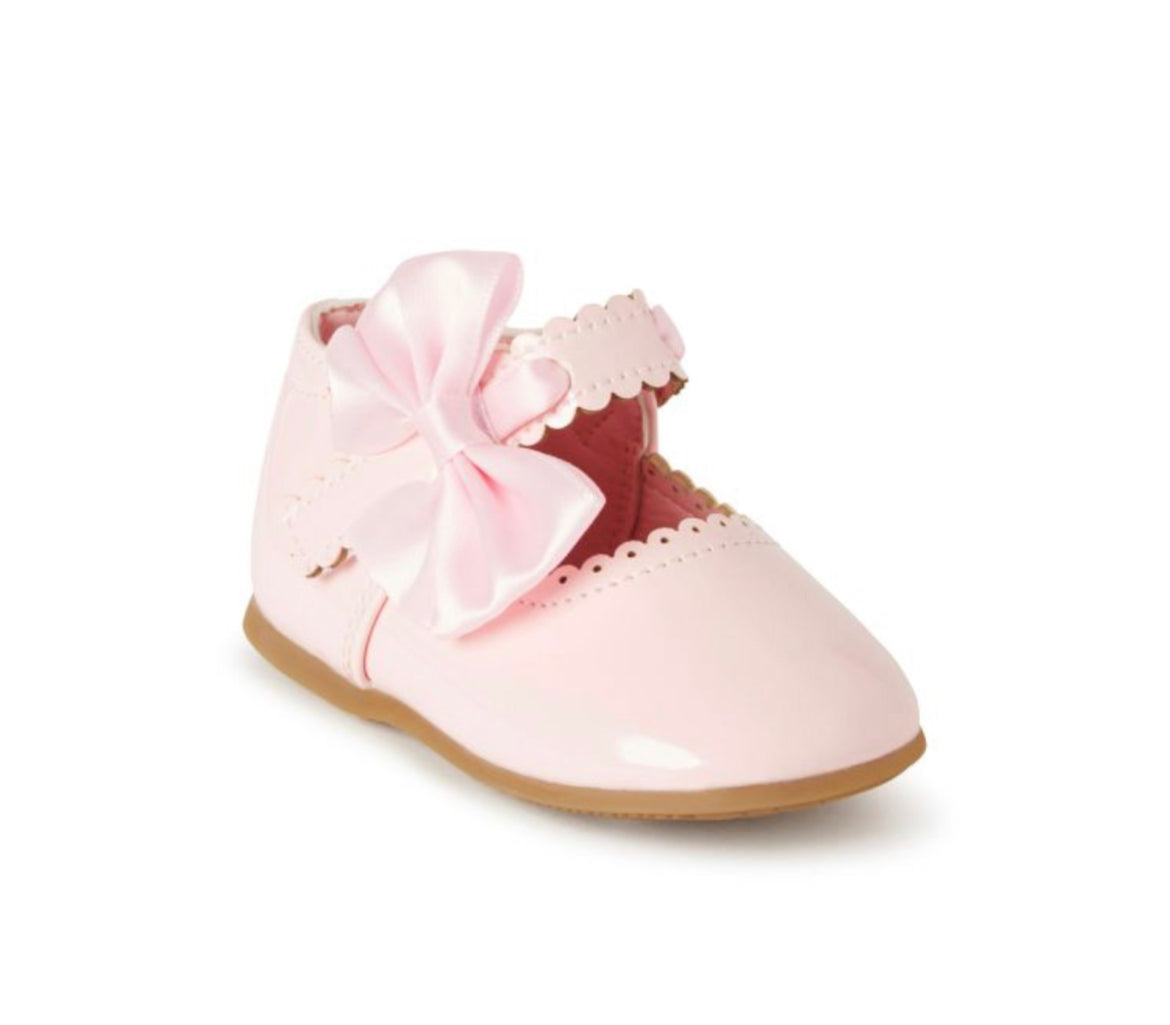 Girls Pink Bow Patent Shoes