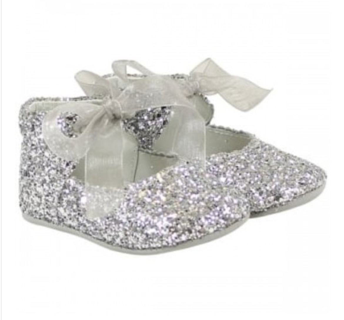 Pretty Originals Baby Girl Silver Glitter Shoes