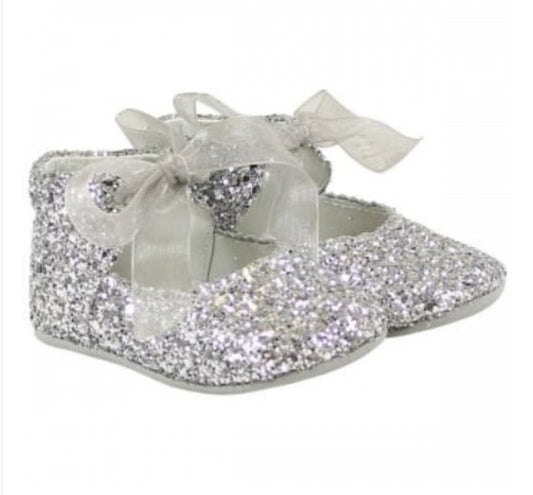 Pretty Originals Baby Girl Silver Glitter Shoes