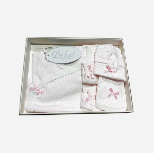 Dr.Kid Baby Girl White & Pink Cotton 5 Piece Set
