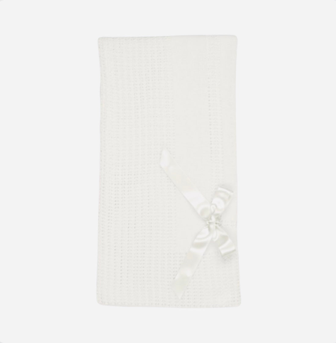 Mac Ilusion White Cotton Baby Blanket with Satin Bow