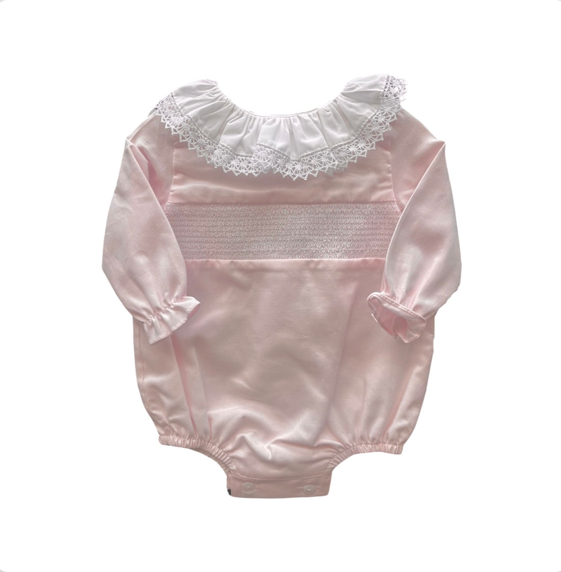 Baby Girl Pink Cotton Smocked Romper