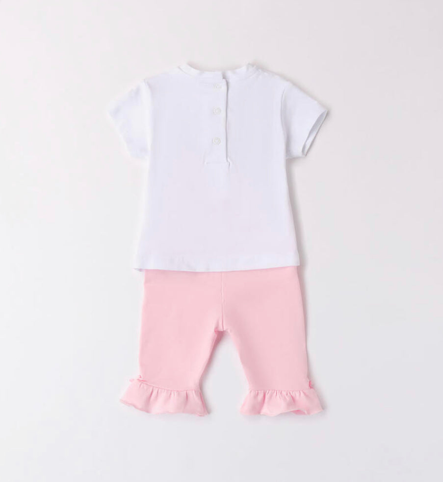 Minibanda Baby Girl Pink & Ivory Legging Set