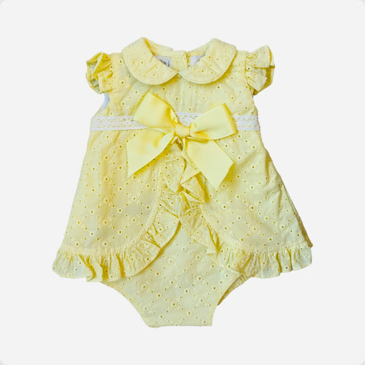 Pretty Originals Baby Girl Yellow Cotton Dress & Pants