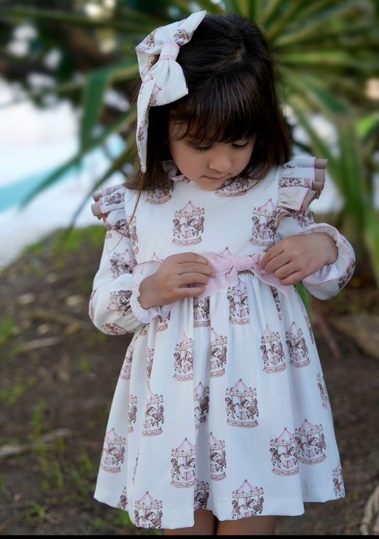 Babine Girls Pink Carousel Dress