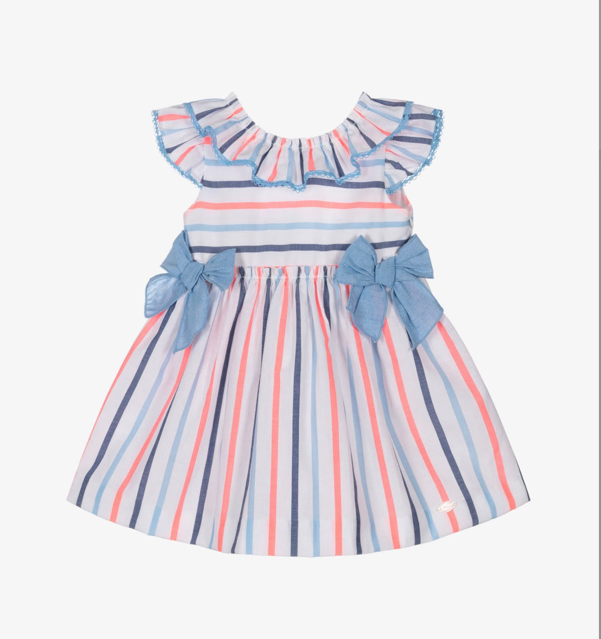 Miranda Girls Blue & Neon Striped Cotton Dress – Little Darlings Closet