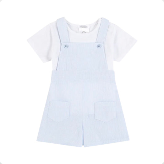 Deolinda Baby Boy Blue & White Dungaree Set