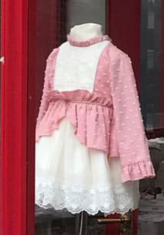 Dolce Petit Girls Pink & Ivory Dress