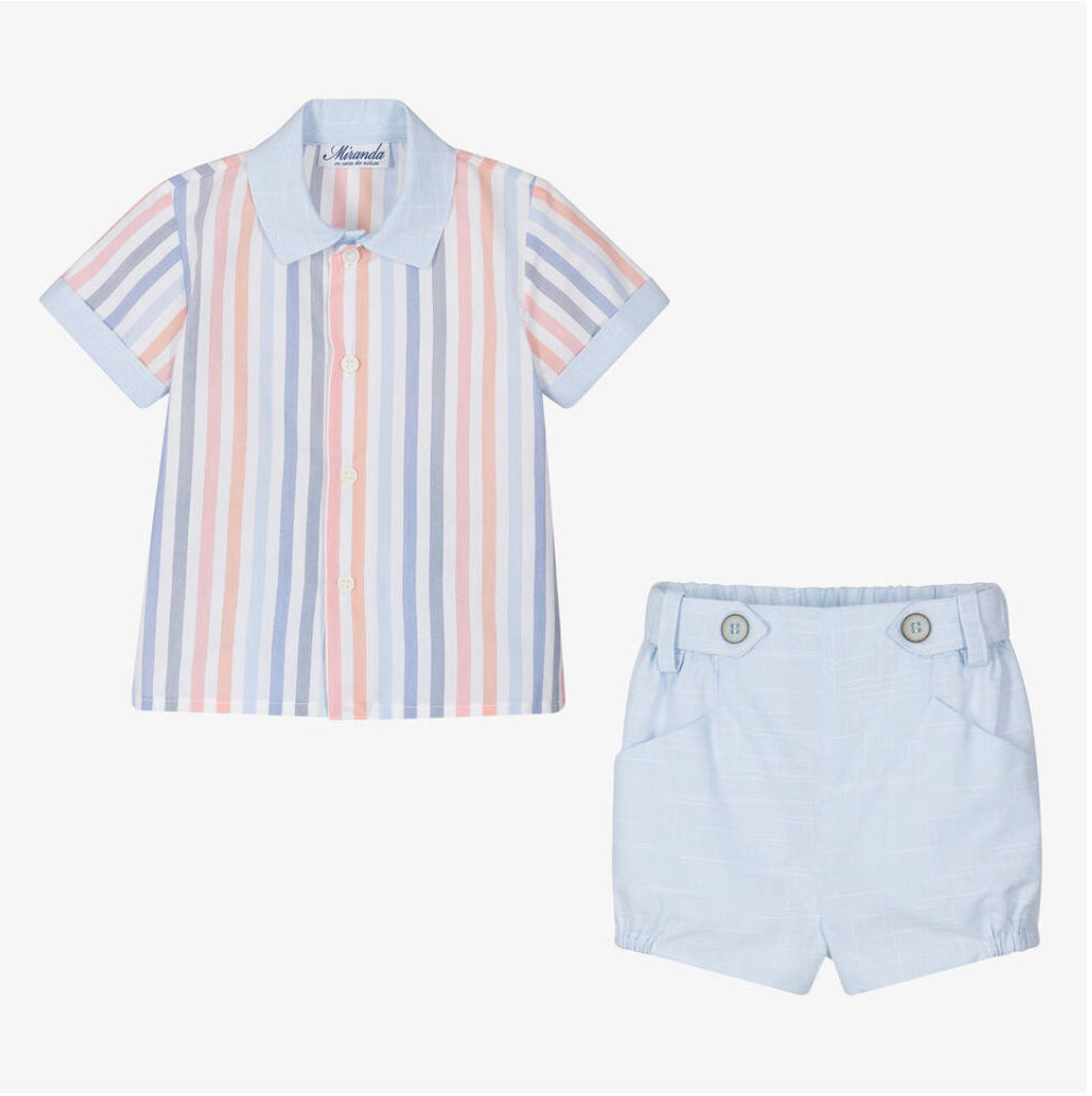 Miranda Boys Blue Stripe Shorts Set