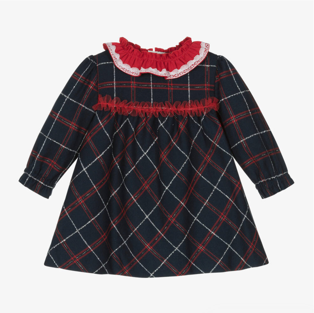 Miranda Baby Girl Navy & Red Checked Dress