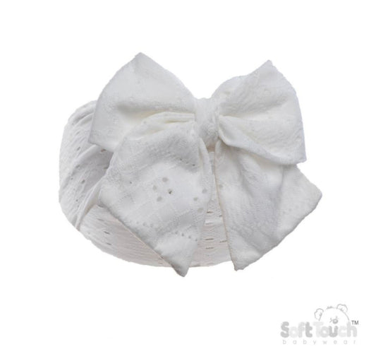 Baby Girl WHITE Anglaise Bow Headband